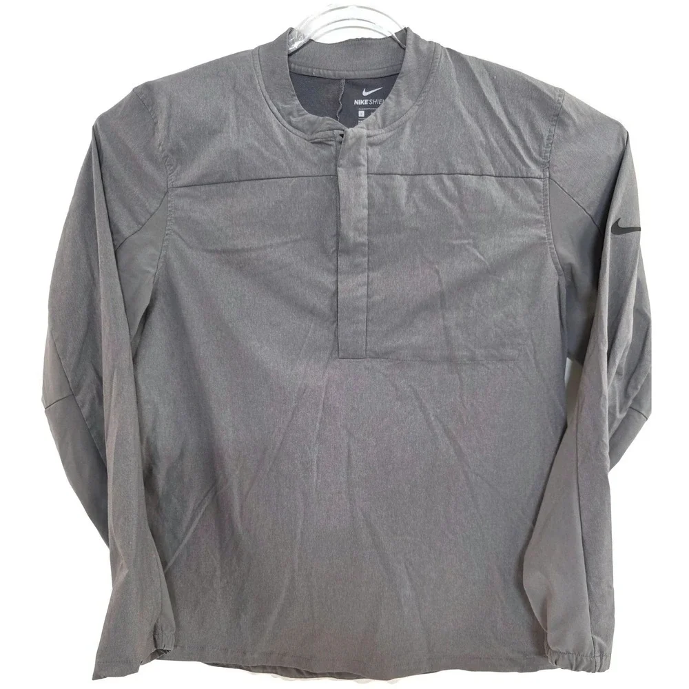 Nike Shield Jacket Mens Large Gray Half Zip Pullover Windbreaker Running